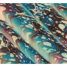 Hand Marbled Paper Spanish Wave Pattern in Blue, Brown and Purple ~ Berretti Marbled Arts